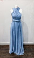 Simple Multiway Infinity Dusty Blue Bridesmaid Dress For Weddings