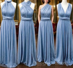Simple Multiway Infinity Dusty Blue Bridesmaid Dress For Weddings