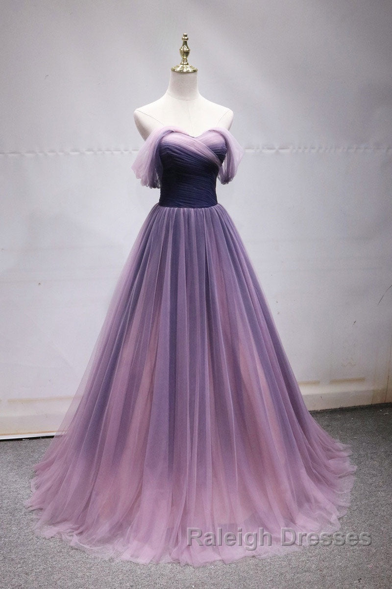 Simple off shoulder tulle long prom dress, tulle formal dress Secondary image
