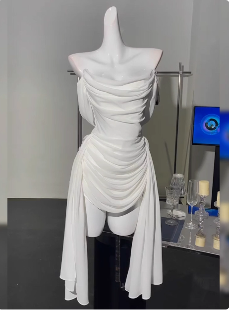 Simple Off The Shoulder Pleated Chiffon White 17Th Birthday Homecoming Dress Main image