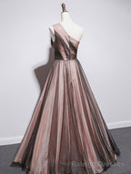 Simple One Shoulder Tulle Long Prom Dresses, A line Tulle Prom Dress