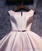 Simple Pink A Line Satin Short Prom Dress, Pink Homecoming Dress