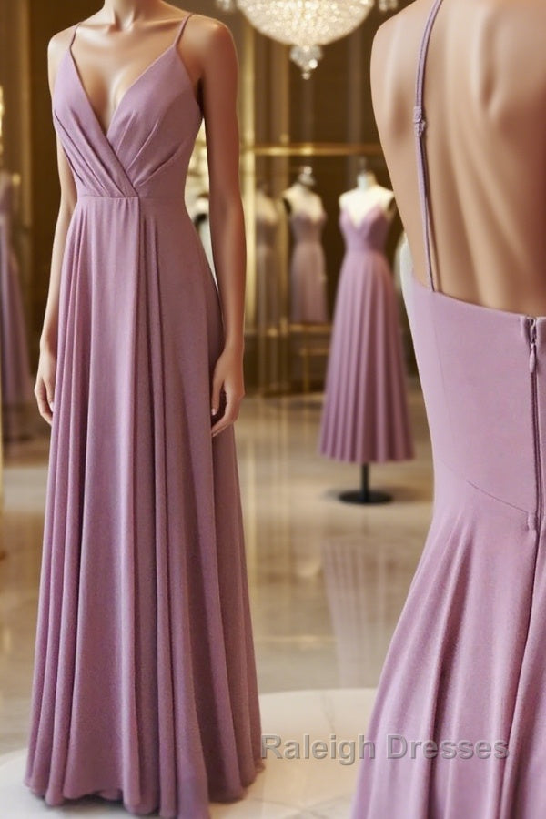 Simple pink chiffon long prom Dresses pink Prom Dresses Main image