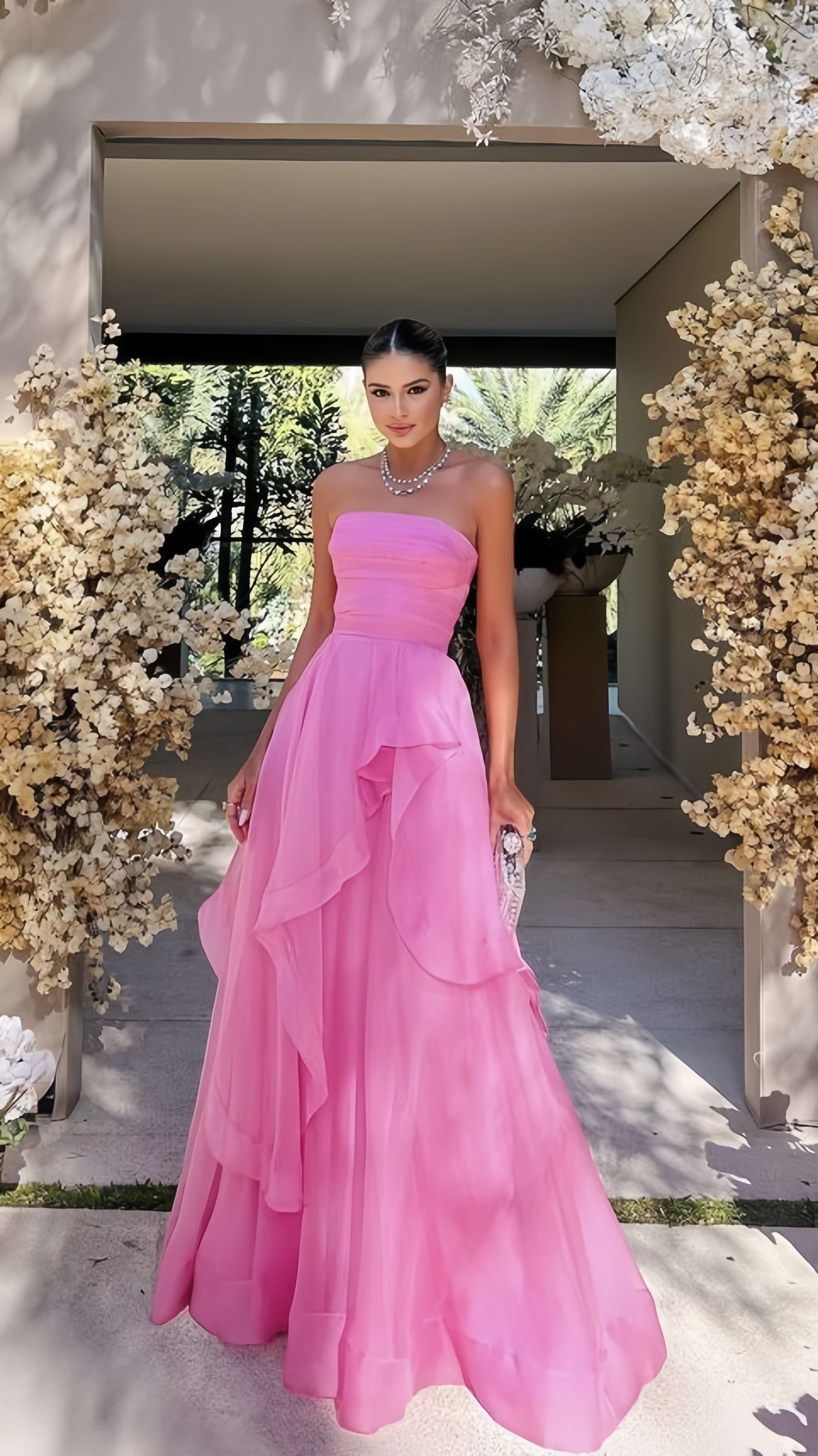 Simple Pink Prom Dress, Modest A-Line Evening Dresses Main image