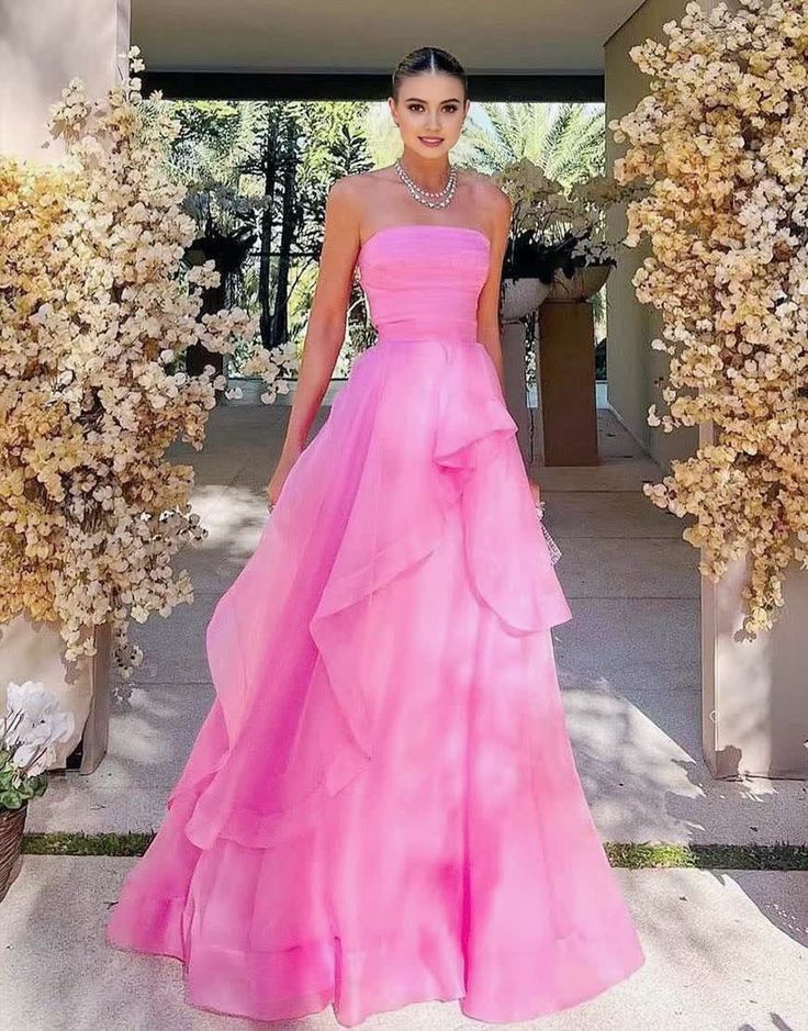 Simple Pink Prom Dress,Modest Evening Dresses