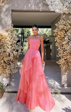 Simple Pink Prom Dress,Modest Evening Dresses