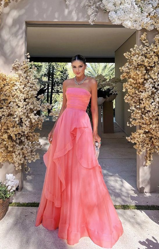 Simple Pink Prom Dress,Modest Evening Dresses
