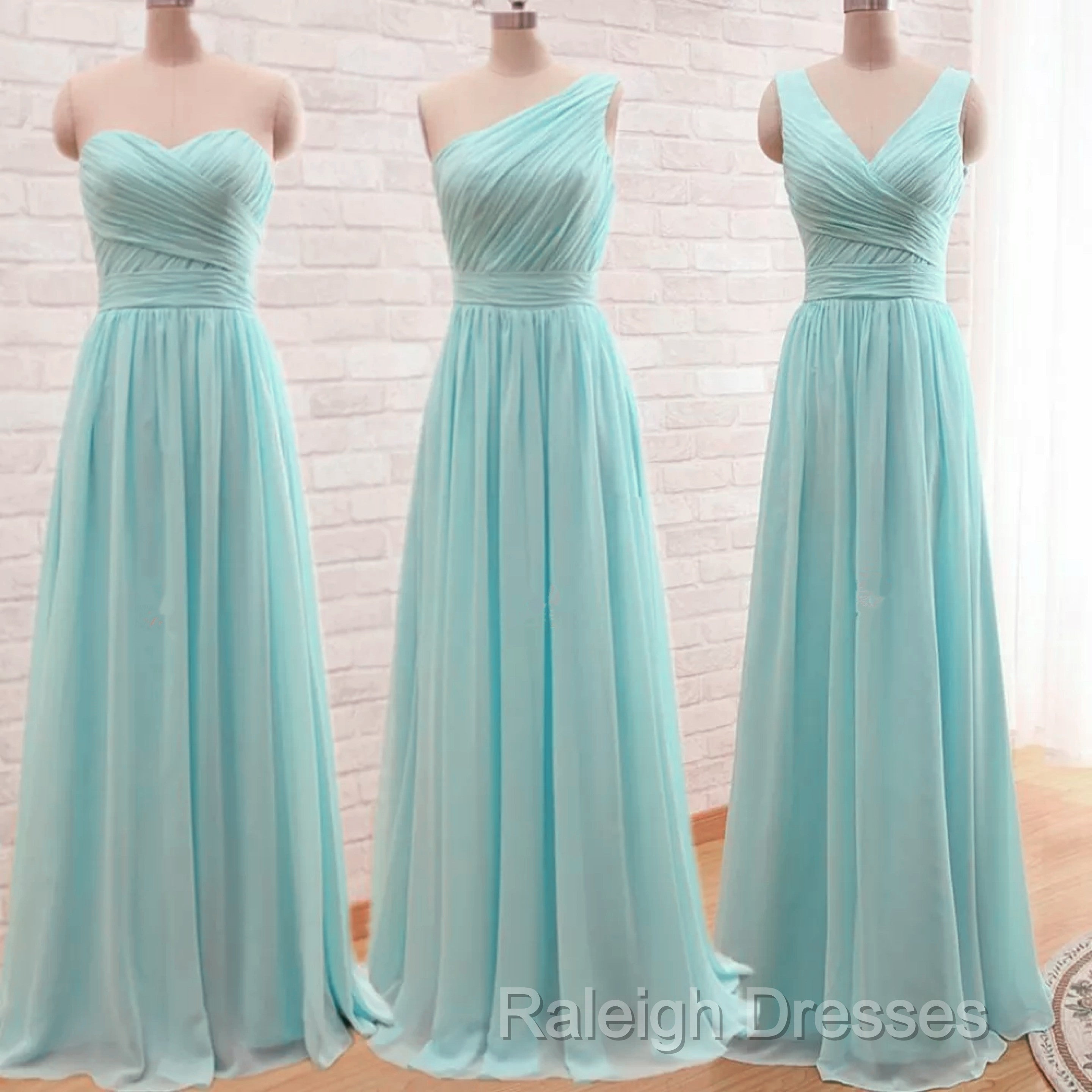 Simple Pleated Chiffon Bridesmaid Dresses Mixed Style