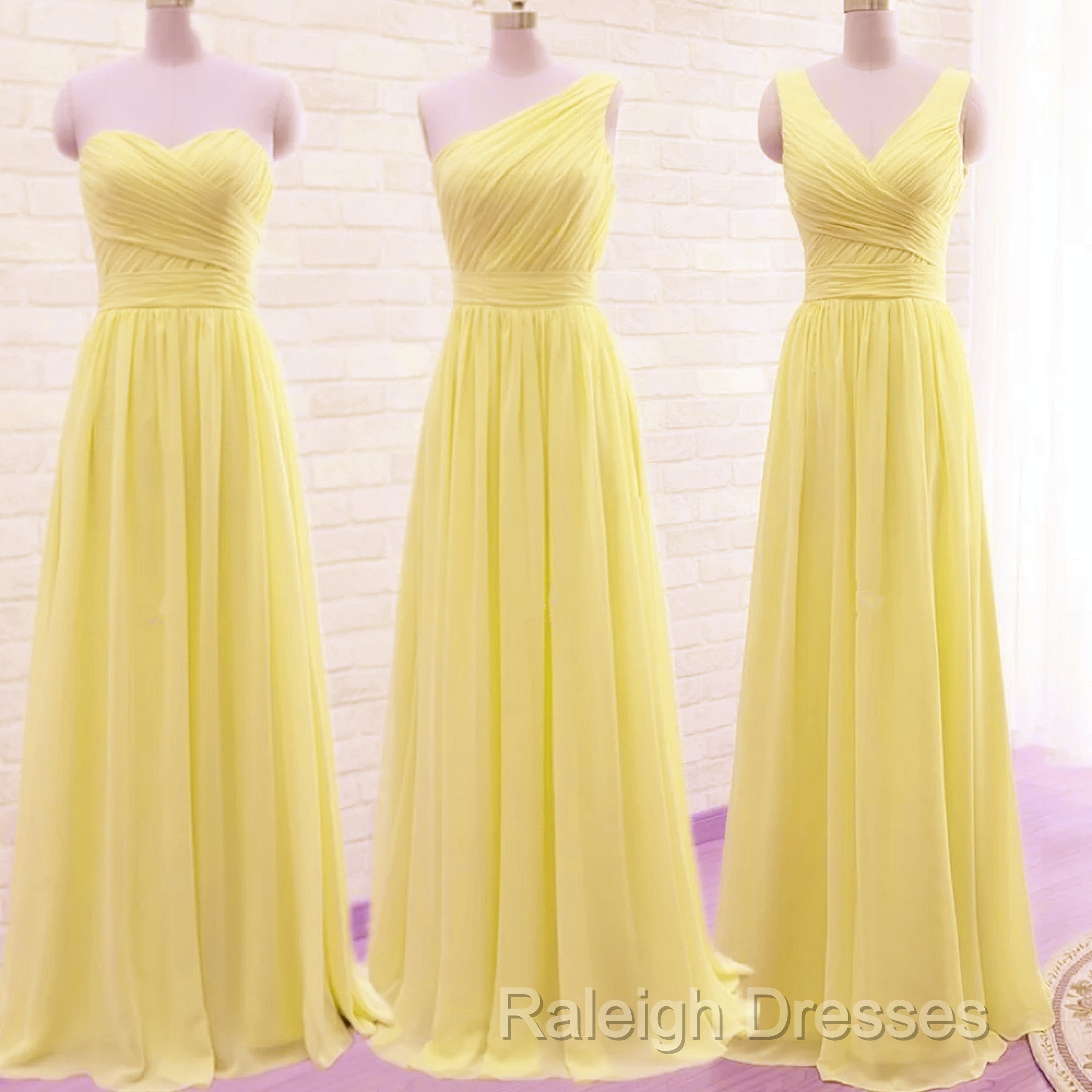 Simple Pleated Chiffon Bridesmaid Dresses Mixed Style