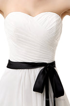 Simple Pleated White Homecoming Dresses