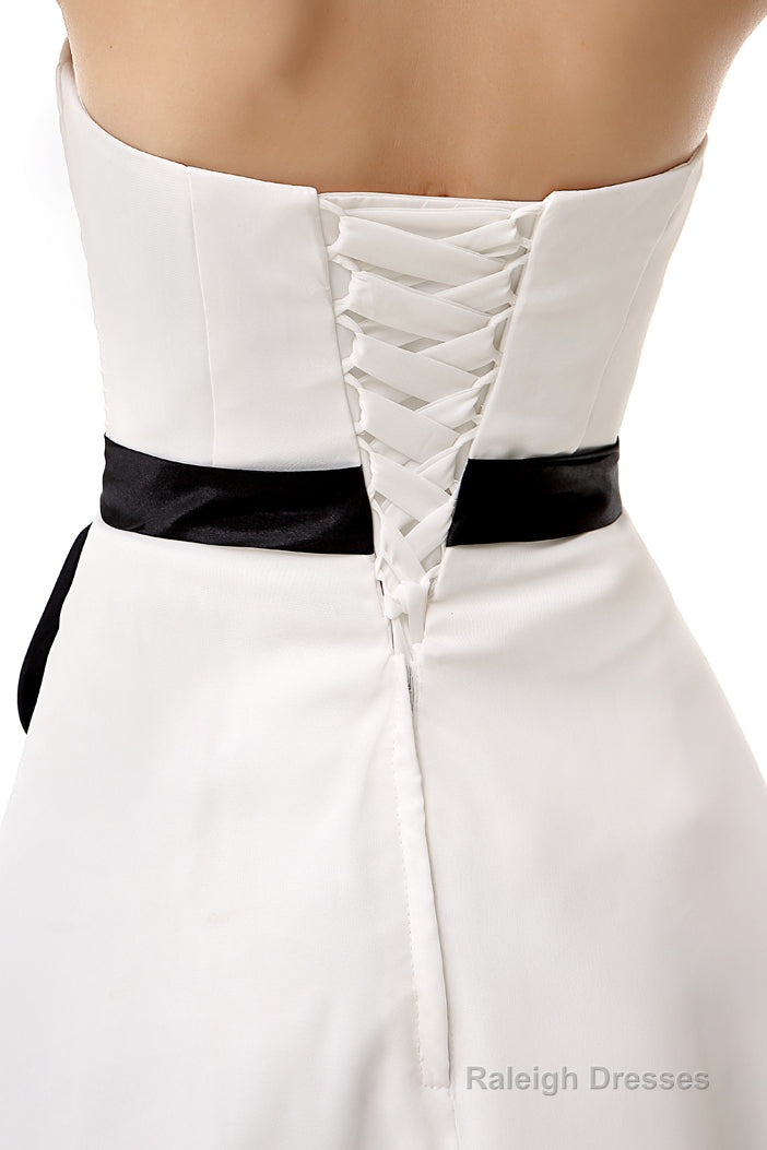 Simple Pleated White Homecoming Dresses