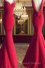 Simple Red Mermaid Long Prom Dress, Red Evening Dress