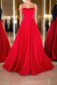 Simple red satin long prom dress, red backless long evening dress