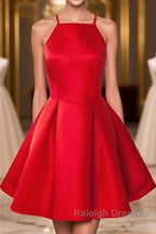 Simple Red Short Prom Homecoming Dresses, Short Red Mini Formal Graduation Evening Dresses