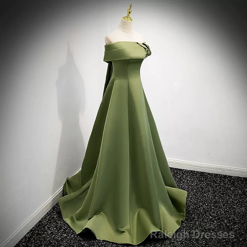 Simple Sage Green Satin Prom Dresses Sexy Evening Dress