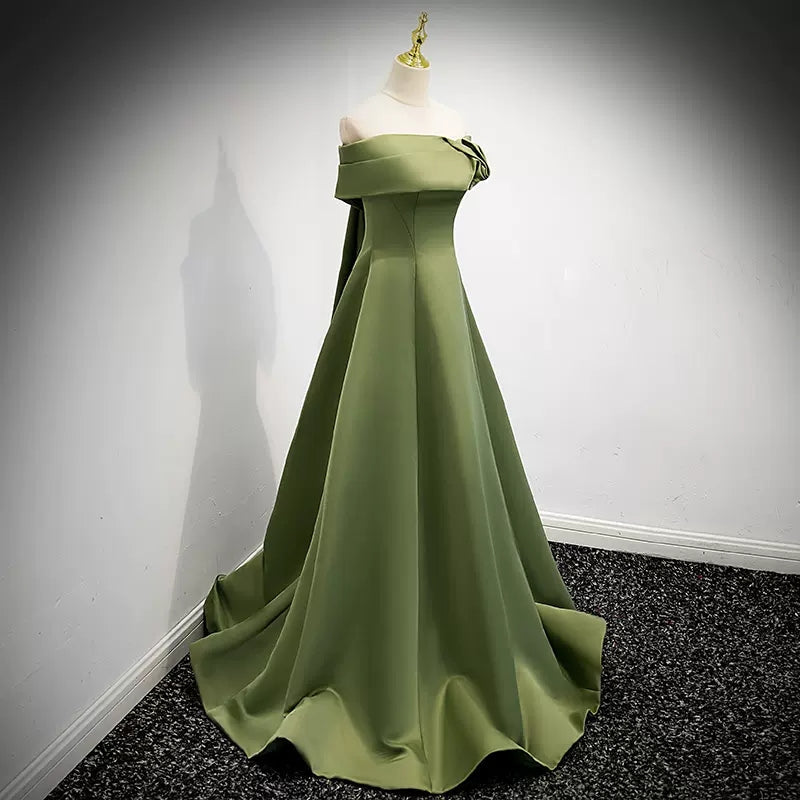 Simple Sage Green Satin Prom Dresses Sexy Evening Dress Secondary image