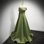 Simple Sage Green Satin Prom Dresses Sexy Evening Dress