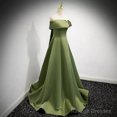 Simple Sage Green Satin Prom Dresses Sexy Evening Dress