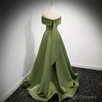 Simple Sage Green Satin Prom Dresses Sexy Evening Dress