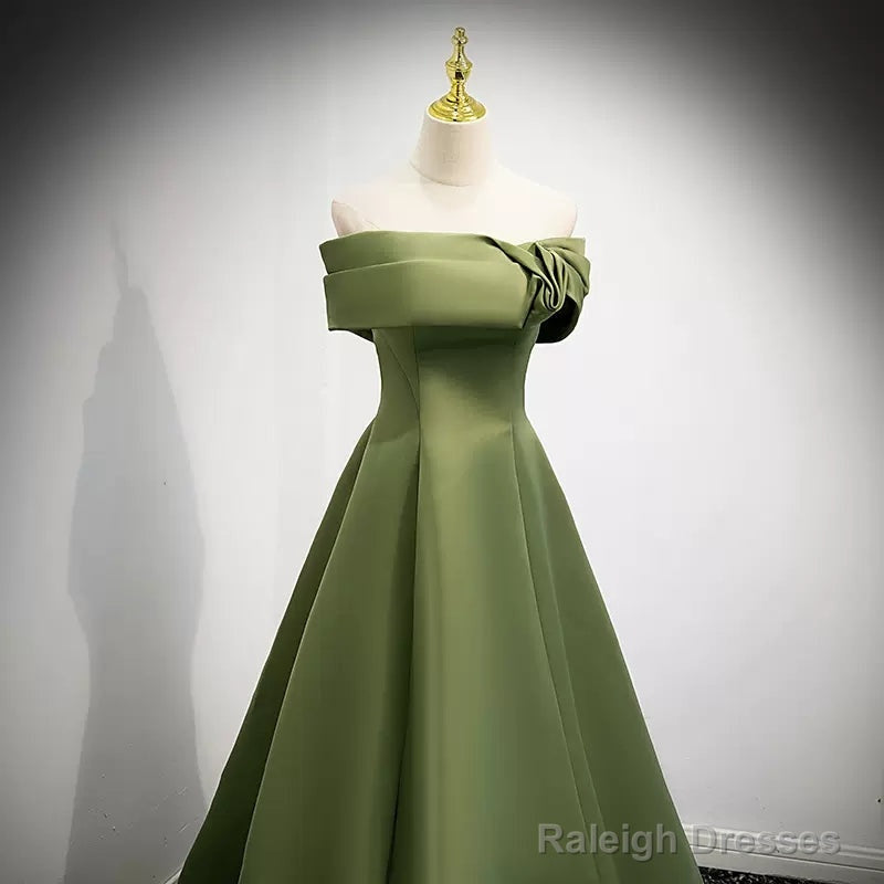 Simple Sage Green Satin Prom Dresses Sexy Evening Dress