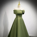 Simple Sage Green Satin Prom Dresses Sexy Evening Dress