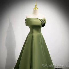 Simple Sage Green Satin Prom Dresses Sexy Evening Dress