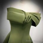 Simple Sage Green Satin Prom Dresses Sexy Evening Dress