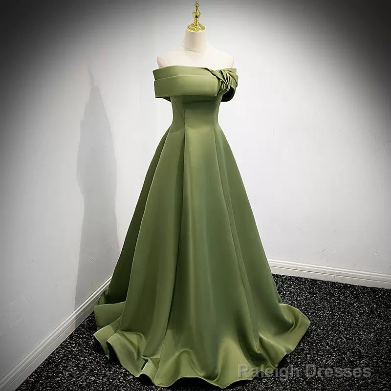 Simple Sage Green Satin Prom Dresses Sexy Evening Dress Main image