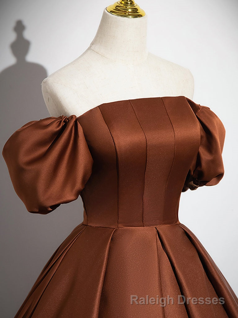 Simple Satin Brown Long Prom Dress, Brown Long Evening Dress