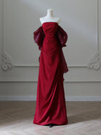 Simple Satin Burgundy Long Formal Prom Dress, Burgundy Long Prom Dress