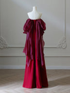 Simple Satin Burgundy Long Formal Prom Dress, Burgundy Long Prom Dress