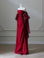 Simple Satin Burgundy Long Formal Prom Dress, Burgundy Long Prom Dress