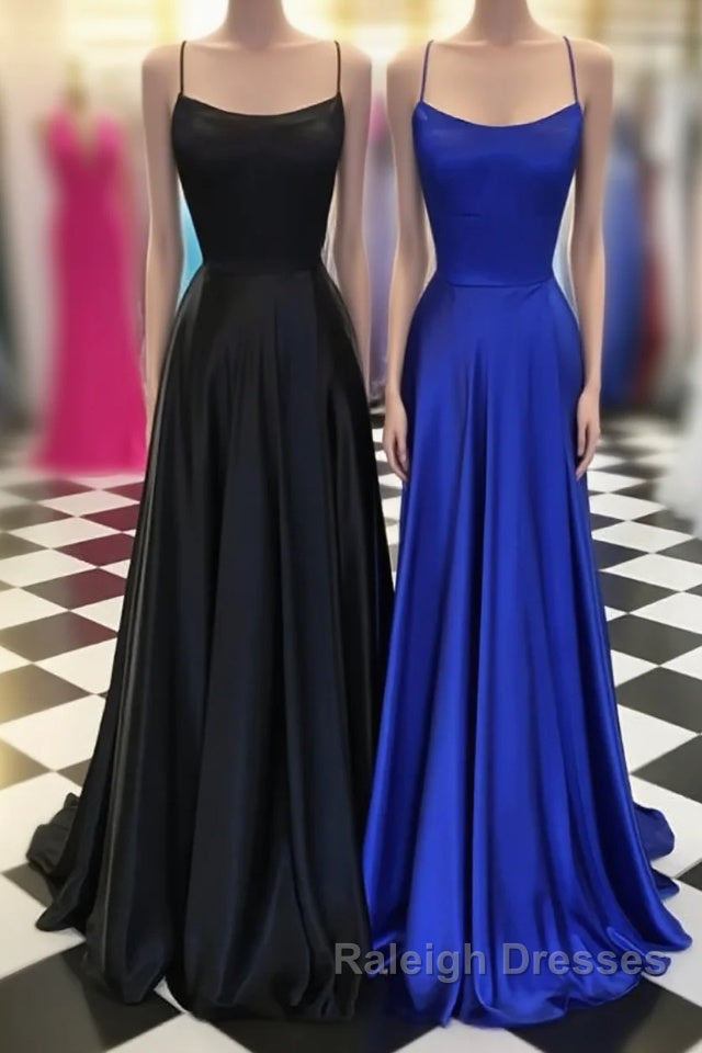 Simple satin long prom dress, long evening dress