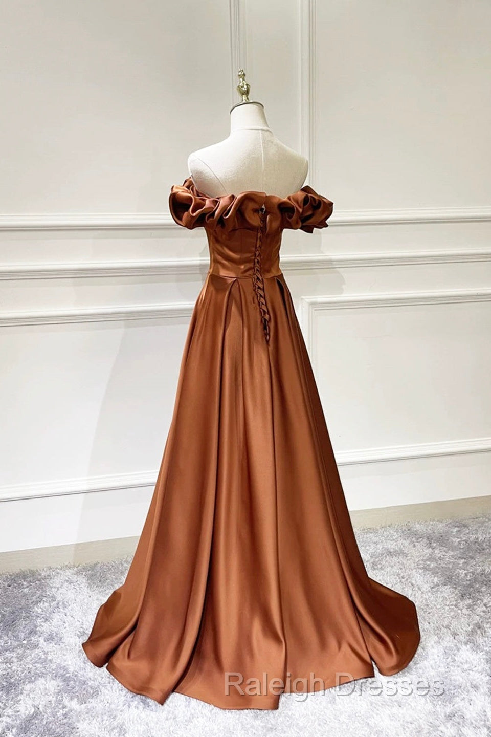 Simple Satin Long Prom Dress, Off The Shoulder V-Neck Evening Dress Secondary image