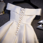 Simple Satin Off Shoulder Short Party Dress, Homecoming Dress