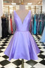 Simple Satin Short Prom Dresses Lavender Homecoming Dresses