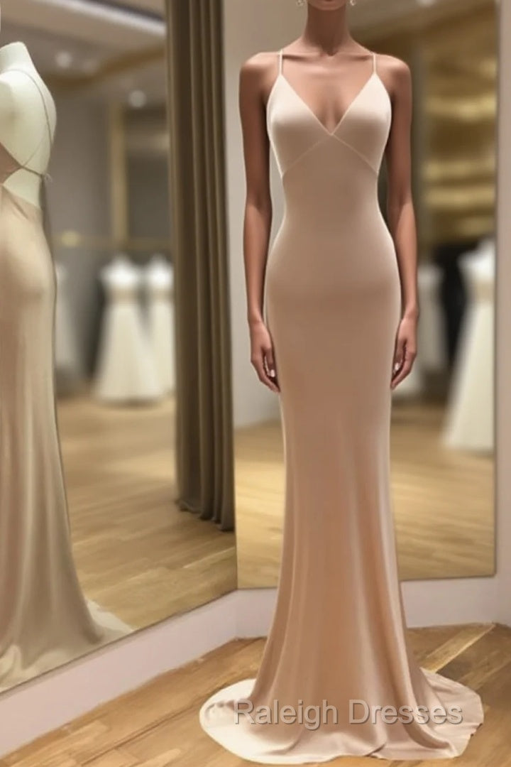 Simple Satin V-Neck Empire Mermaid Prom Dresses Main image