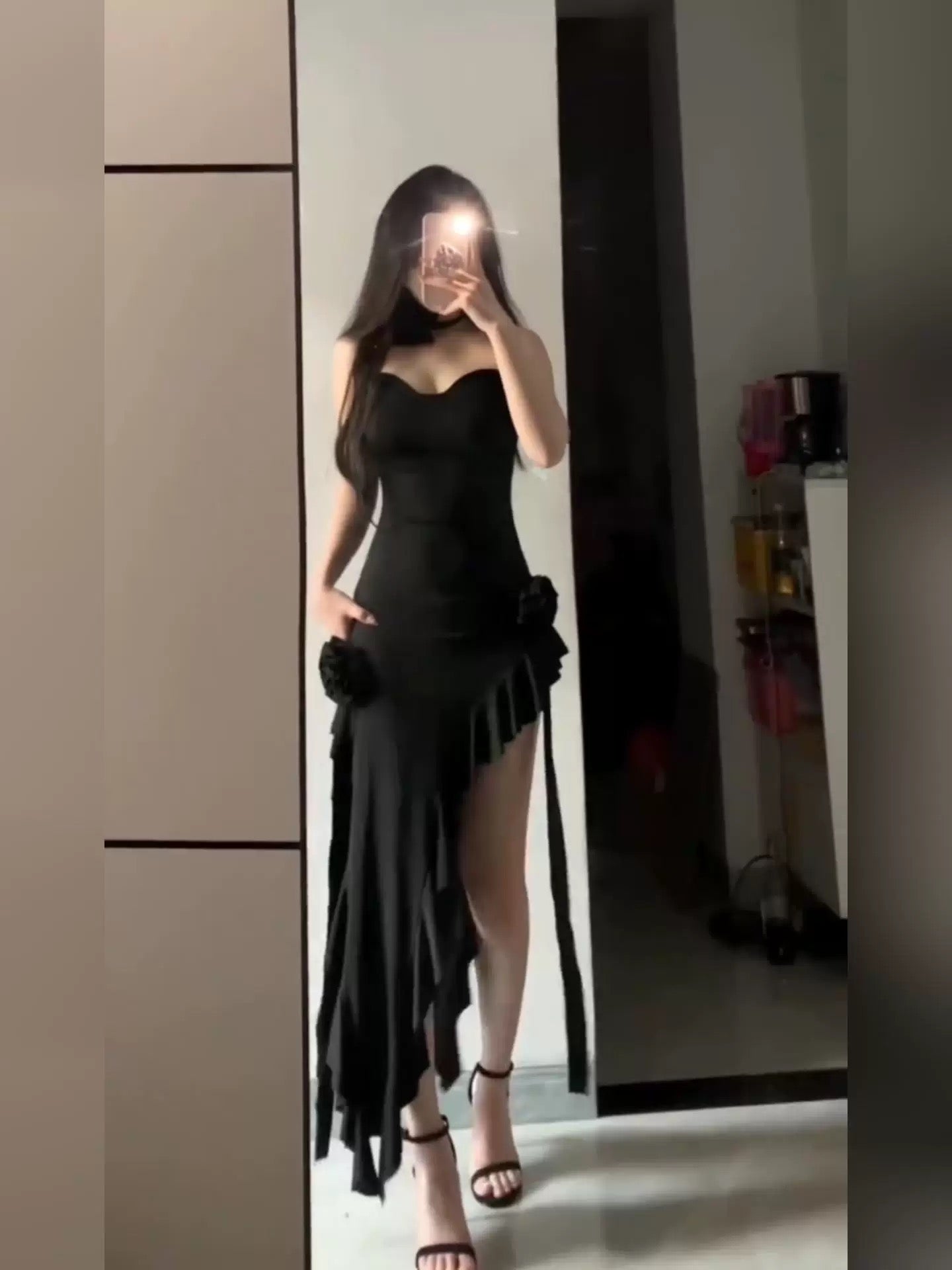 Simple Sheath Spaghetti Straps Black Satin Vacation Beach Dresses Long Birthday Dress