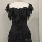 Simple Sheath Square Neckline Lace Black Holiday Dress Birthday Dresses Birthday Outfits