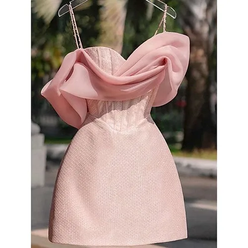 Simple Sheath Straps Pink Homecoming Dress 16Th Birthday Outfits Secondary image
