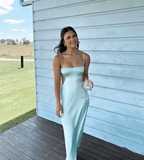 Simple Spaghetti Straps Prom Dresses Long Birthday Outfit