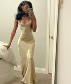 Simple Square Neck Prom Dresses Long Prom Dresses
