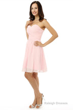 Simple Strapless Chiffon Sweetheart Short Pink Homecoming Dresses