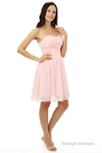 Simple Strapless Chiffon Sweetheart Short Pink Homecoming Dresses