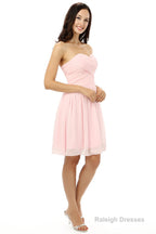 Simple Strapless Chiffon Sweetheart Short Pink Homecoming Dresses