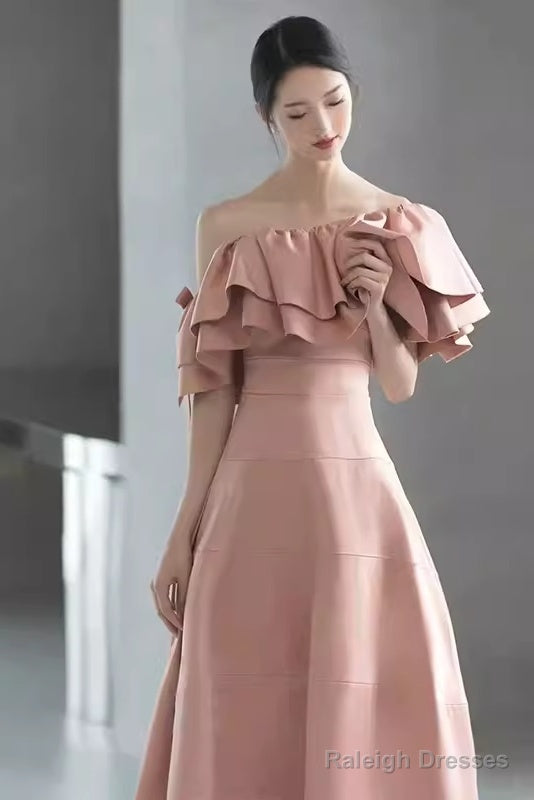 Simple Strapless Pink Long Prom Dresses