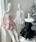 Simple Strapless Sleeveless Satin A-Line Mini Homecoming Dresses