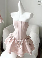 Simple Strapless Sleeveless Satin A-Line Mini Homecoming Dresses