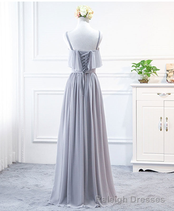 Simple Sweet Neck Chiffon Long Prom Dress, Bridesmaid Dress Secondary image