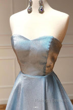 Simple sweetheart blue Prom Dresses Long blue long Prom Dresses